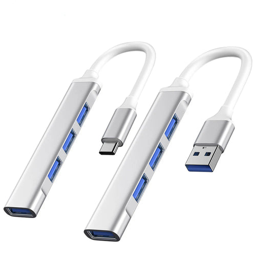 4-Port USB Hub – Type-C 3.1 & USB 3.0 Multi-Splitter Adapter for Laptop & PC