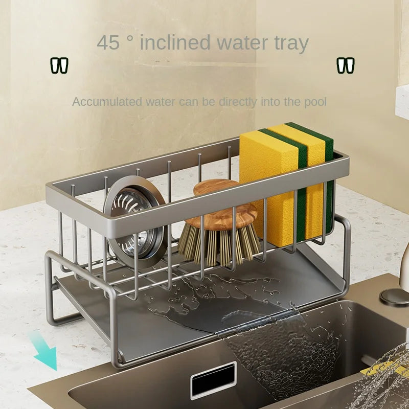 Stainless Steel Sink Drain Rack & Sponge Holder