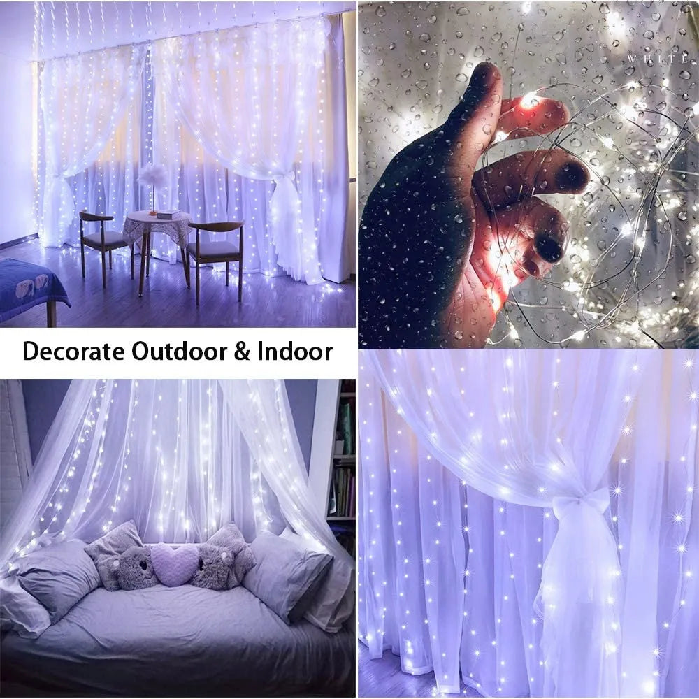 LED Fairy Curtain Lights – 8 Modes USB Remote