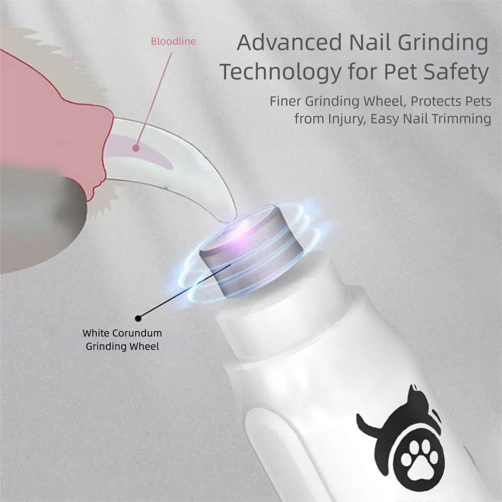 Electric Pet Nail Grinder | 3-Speed Rechargeable for Dogs & Cats