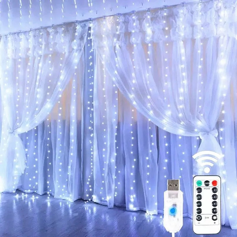 LED Fairy Curtain Lights – 8 Modes USB Remote