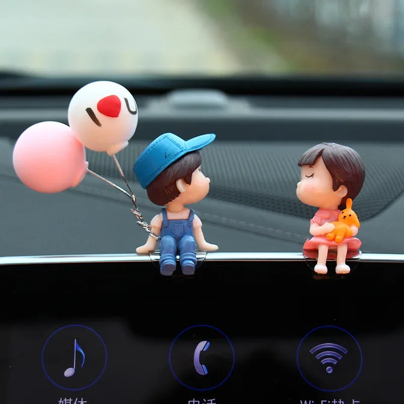 Car accessories, cartoon couple dolls, cute car display screen, balloon decoration, car accessories, men and women's gifts