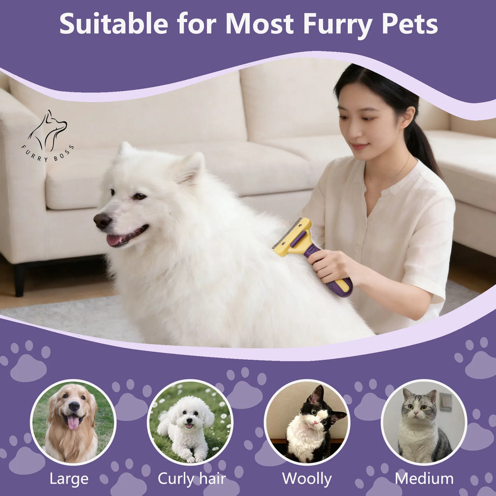Pet Deshedding Brush & Grooming Comb | For Dogs & Cats