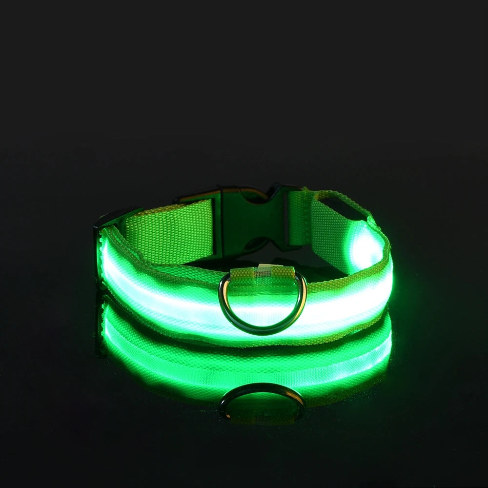 LED Glow Dog Collar – Night Safety Flashing Nylon Pet Collar
