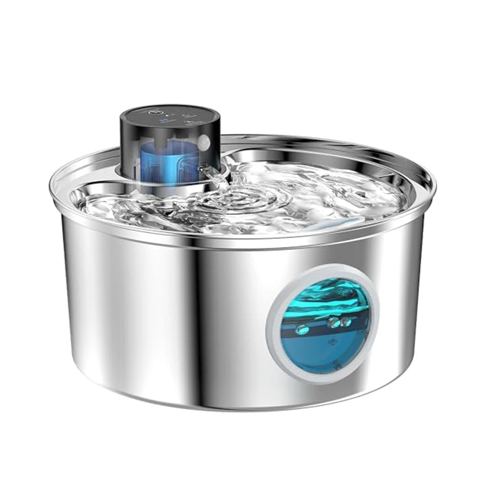 Wireless Stainless Steel Cat Water Fountain | Motion Sensor Auto Dispenser