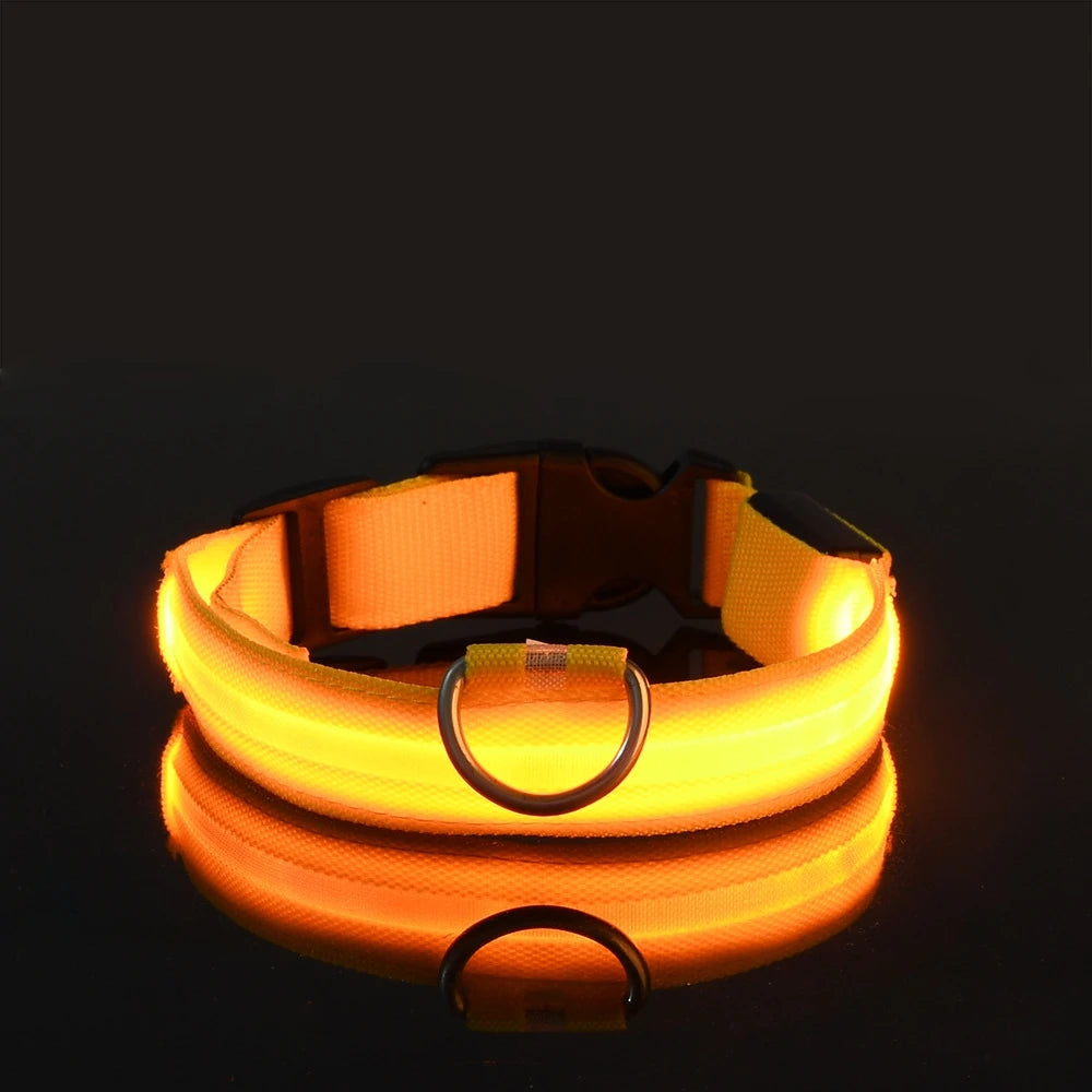 LED Glow Dog Collar – Night Safety Flashing Nylon Pet Collar