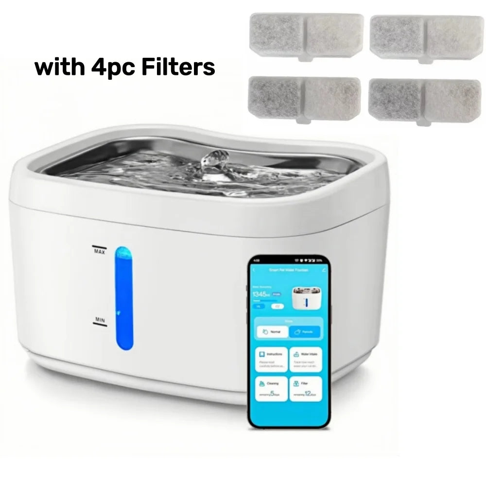 Smart Cat Water Fountain with APP Control | 2.5L Stainless Steel