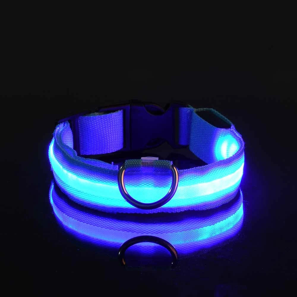 LED Glow Dog Collar – Night Safety Flashing Nylon Pet Collar