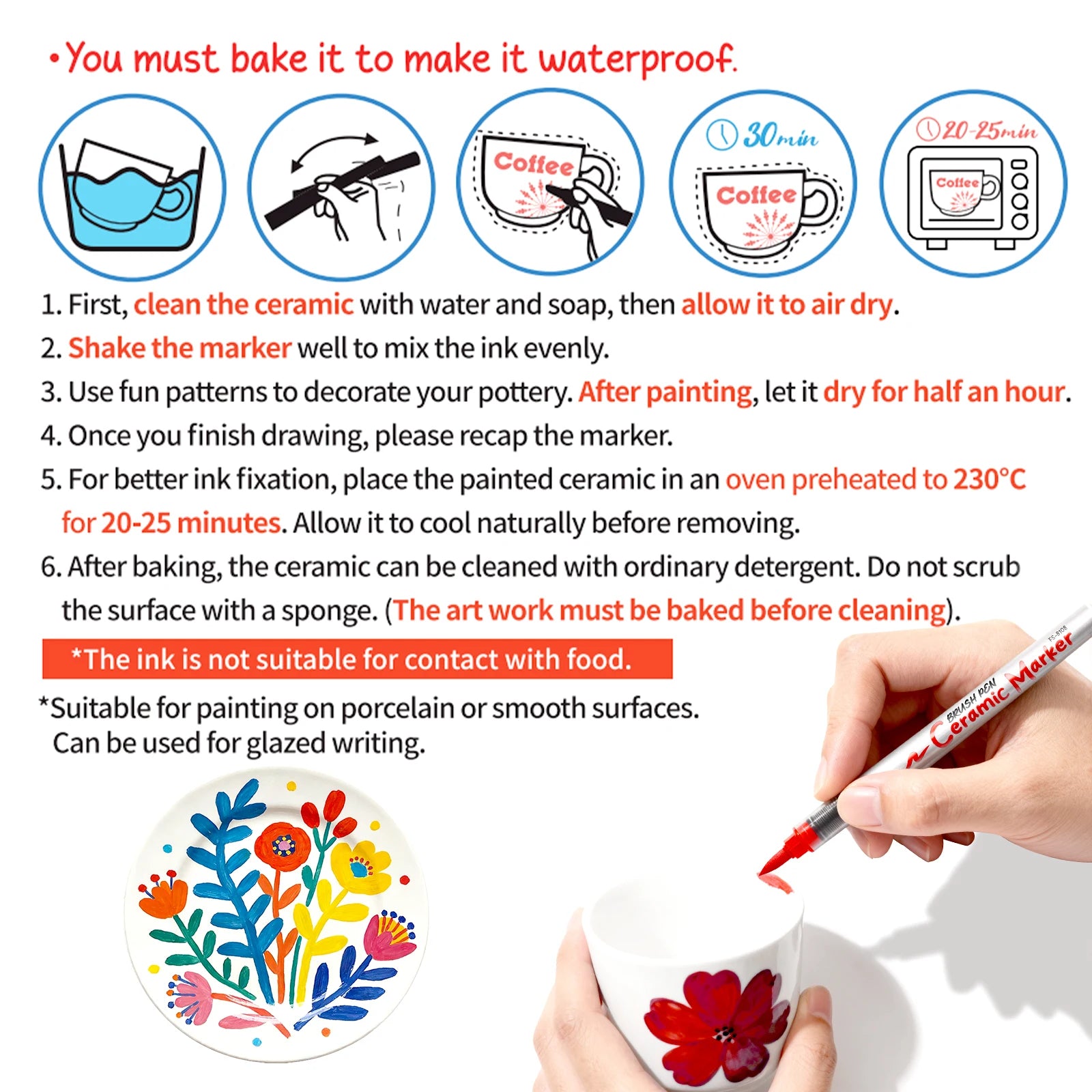 Ceramic & Glass Paint Marker Pens – 12/24/36 Colors