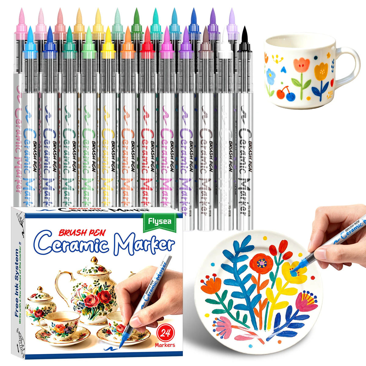 Ceramic & Glass Paint Marker Pens – 12/24/36 Colors