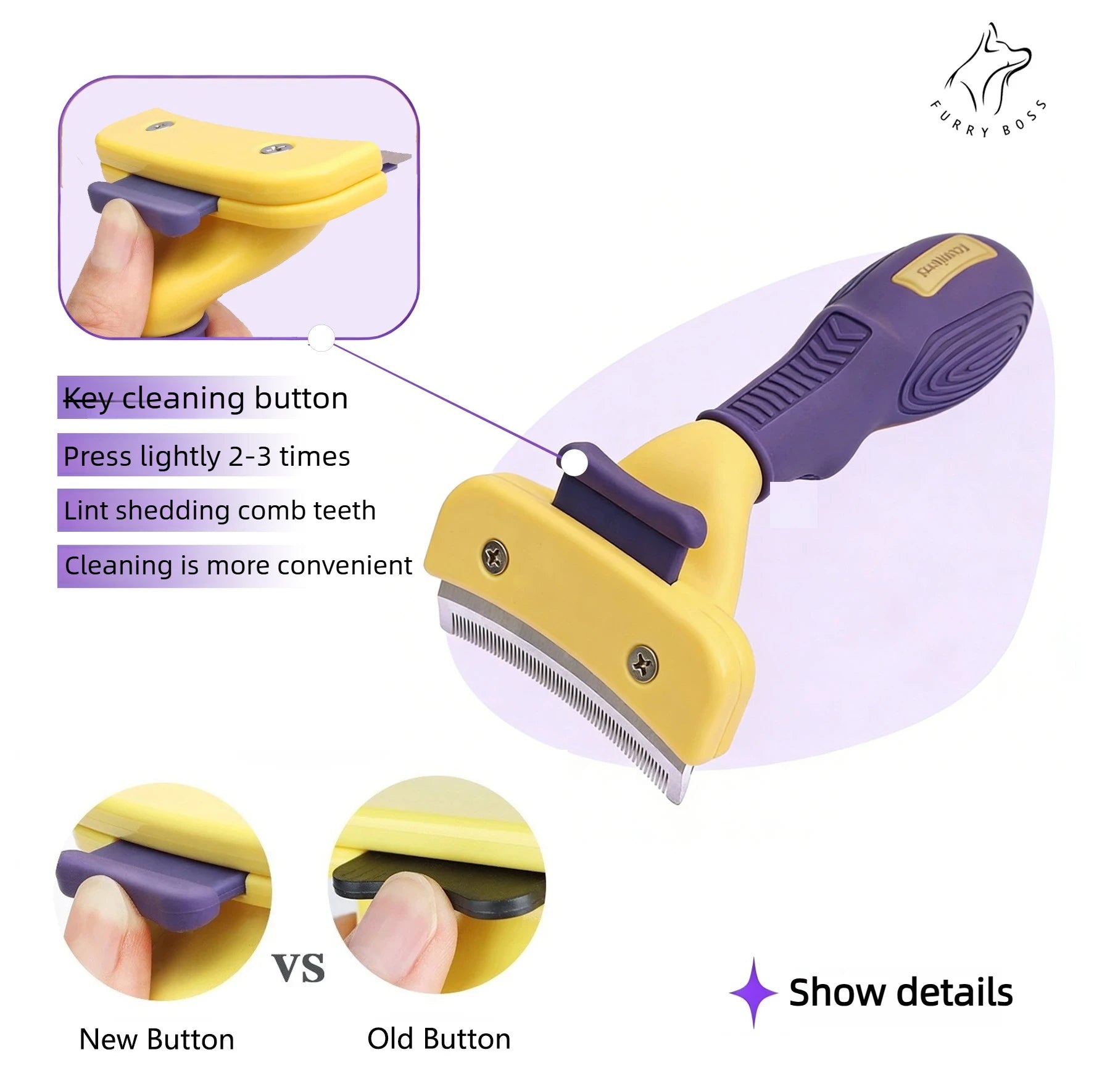 Pet Deshedding Brush & Grooming Comb | For Dogs & Cats