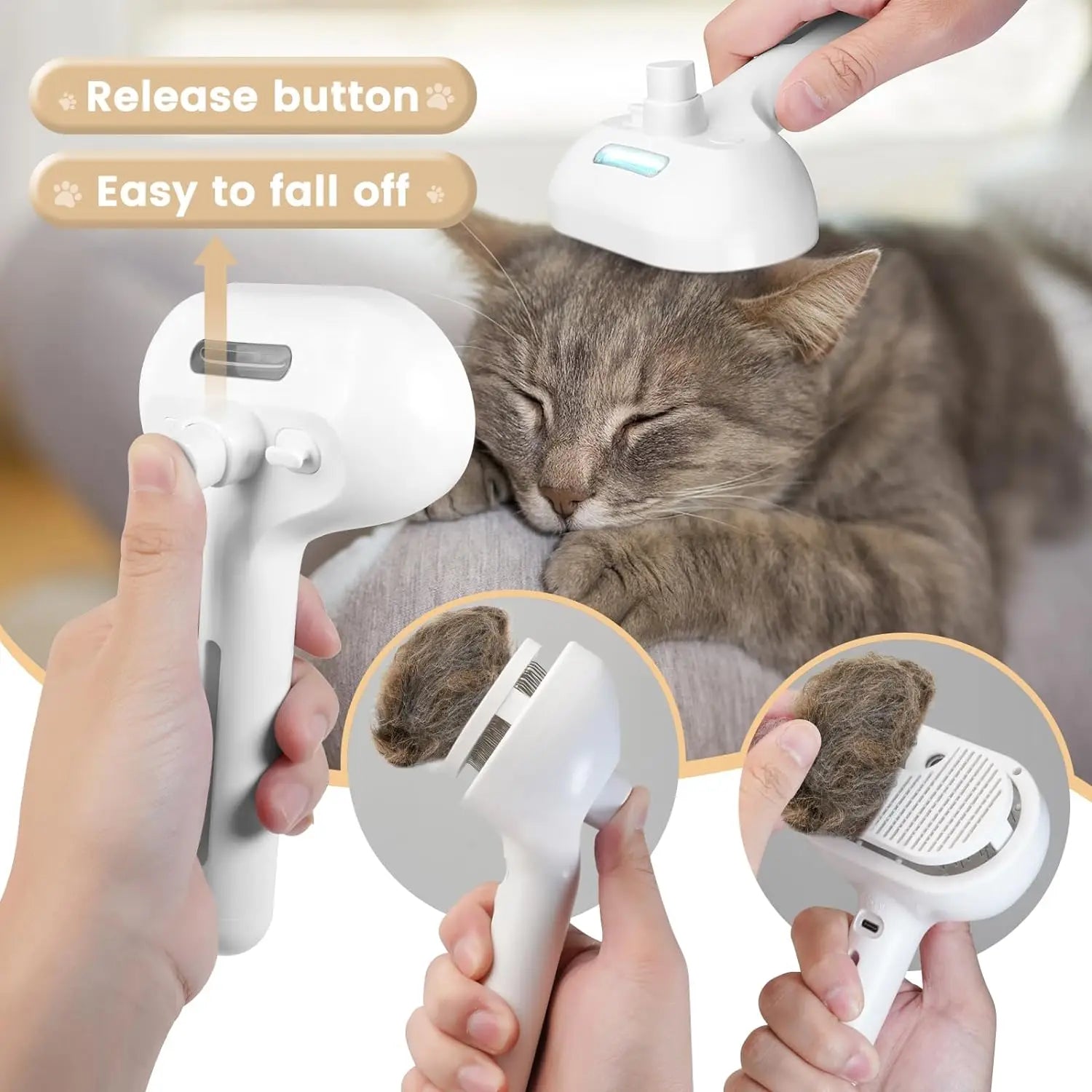Pet Spray Grooming Comb | Steam Deshedding for Dogs & Cats