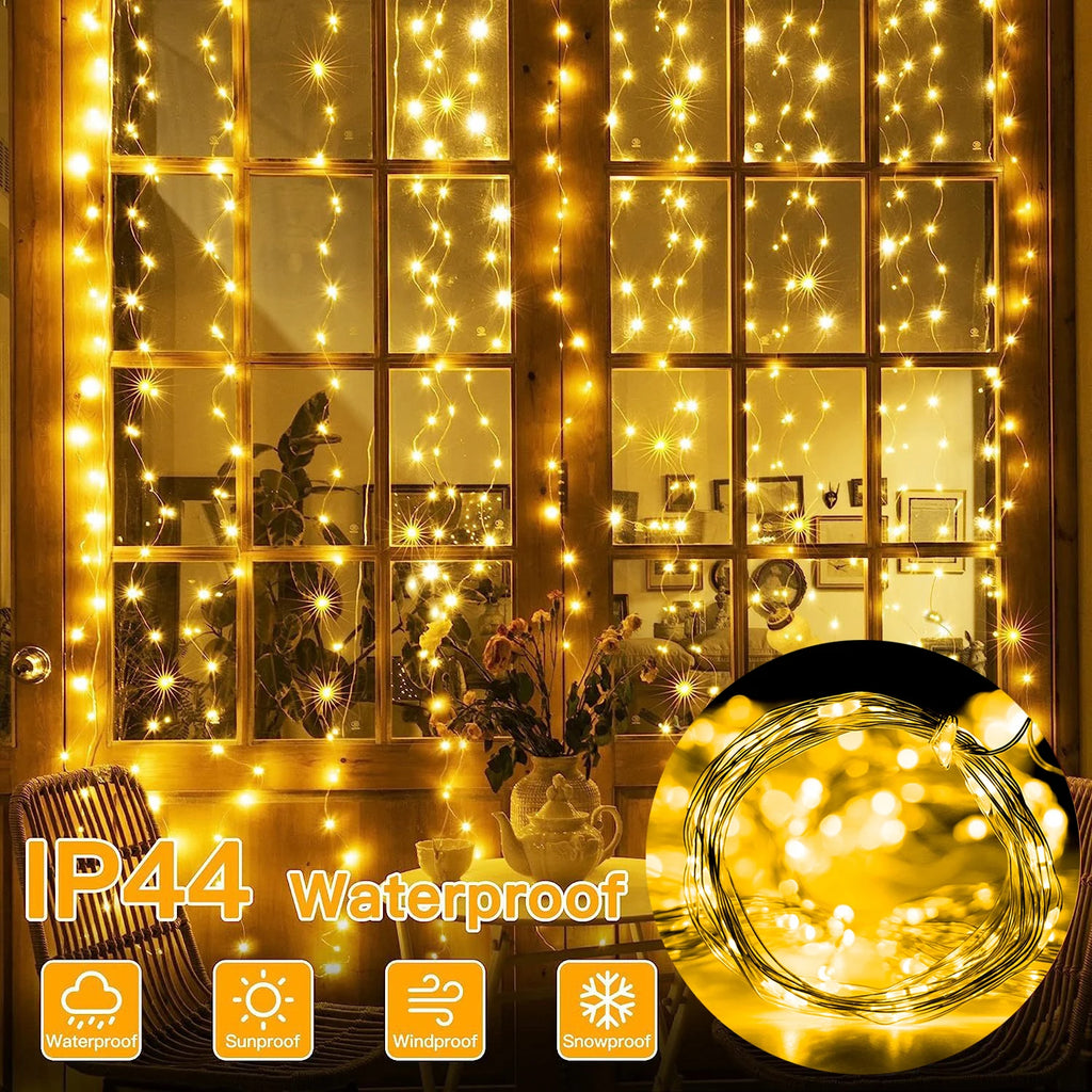 LED Fairy Curtain Lights – 8 Modes USB Remote