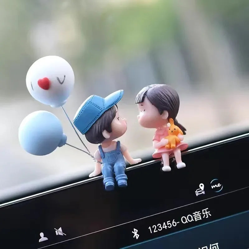 Car accessories, cartoon couple dolls, cute car display screen, balloon decoration, car accessories, men and women's gifts