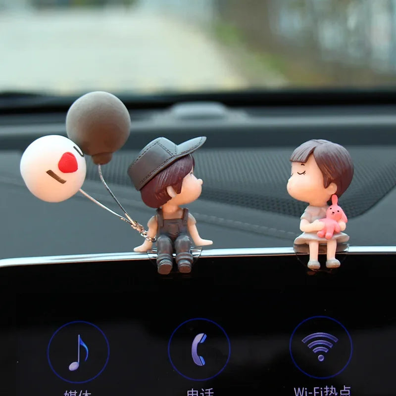 Car accessories, cartoon couple dolls, cute car display screen, balloon decoration, car accessories, men and women's gifts