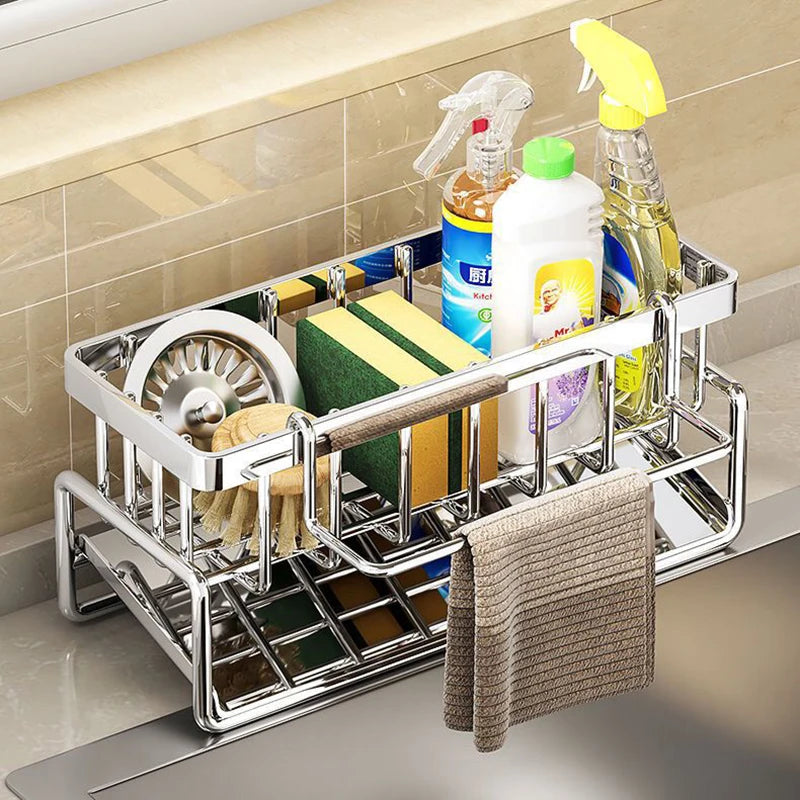 Stainless Steel Sink Drain Rack & Sponge Holder