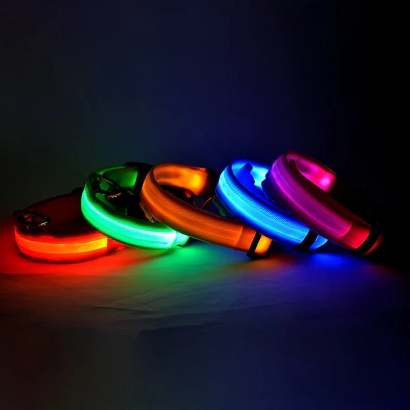 LED Glow Dog Collar – Night Safety Flashing Nylon Pet Collar