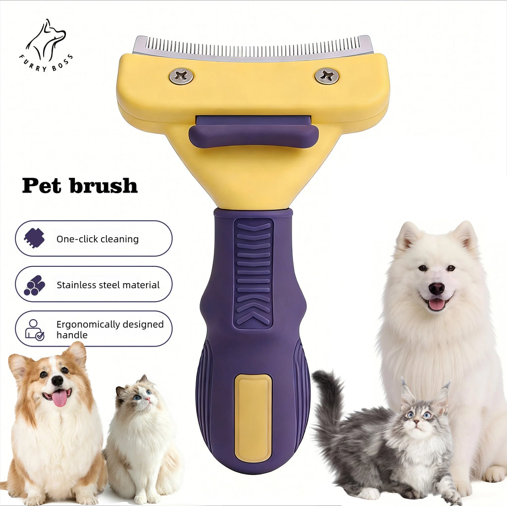 Pet Deshedding Brush & Grooming Comb | For Dogs & Cats