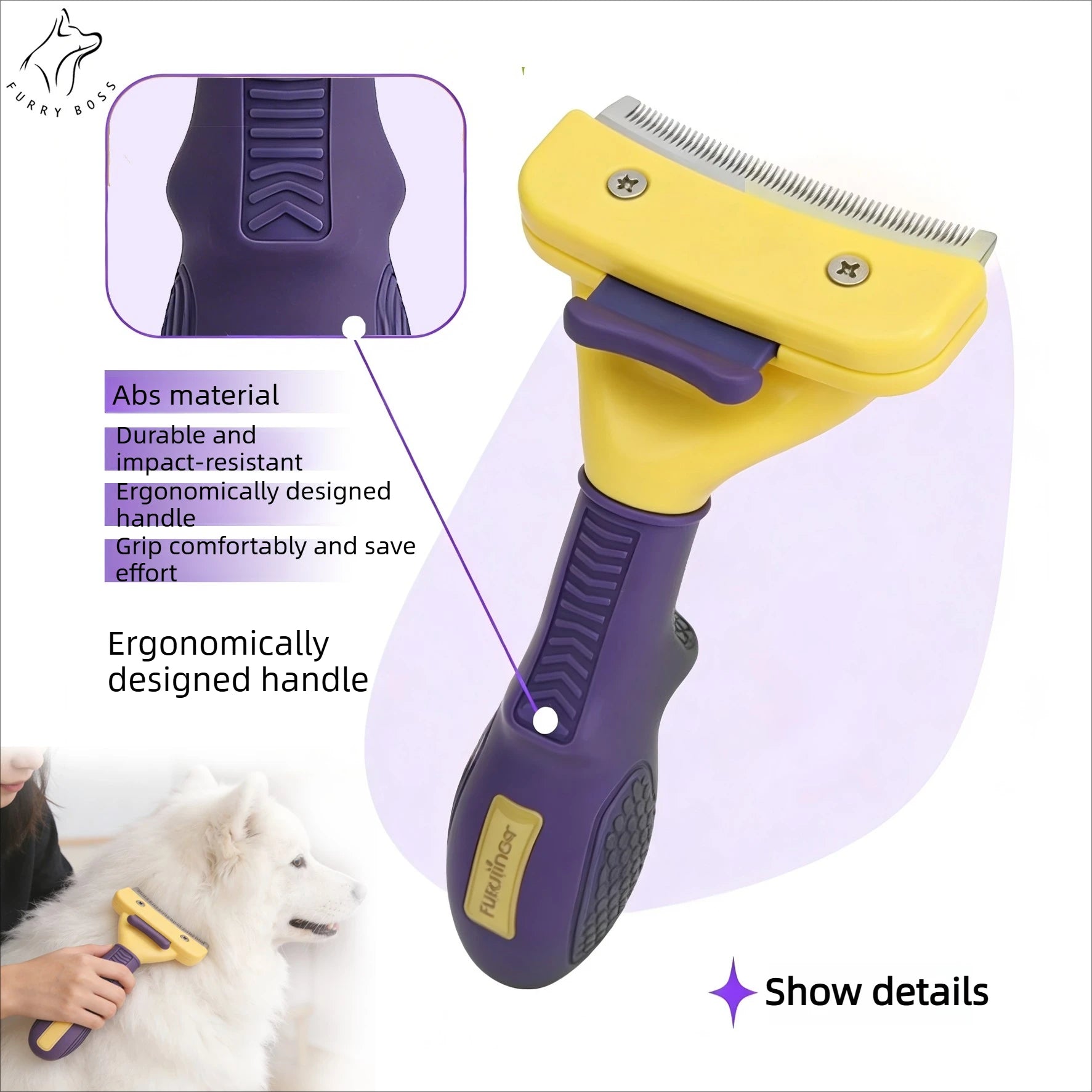 Pet Deshedding Brush & Grooming Comb | For Dogs & Cats