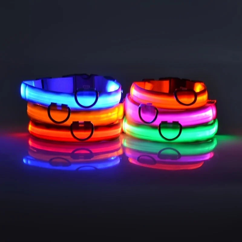 LED Glow Dog Collar – Night Safety Flashing Nylon Pet Collar