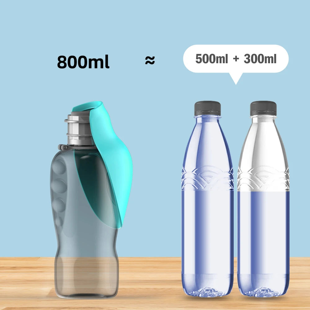 Portable Dog Water Bottle 800ml | Travel Drinking Bowl for Pets