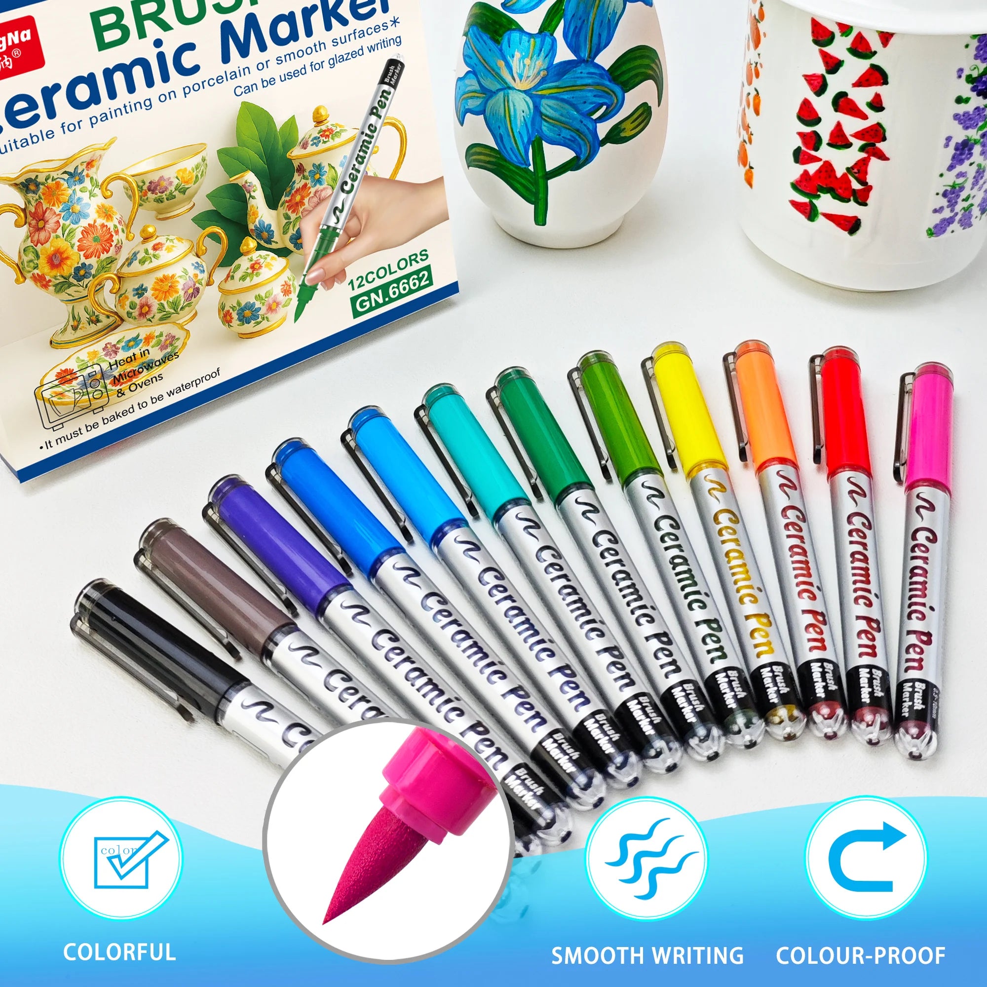Ceramic Paint Pens 12 Colors – Porcelain & Glass Markers