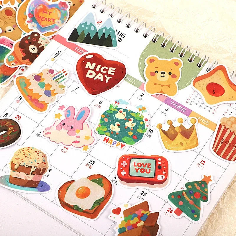 Korean Cute Cartoon Bear Watercolor Stickers – 108PCS