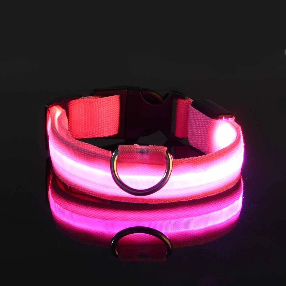 LED Glow Dog Collar – Night Safety Flashing Nylon Pet Collar