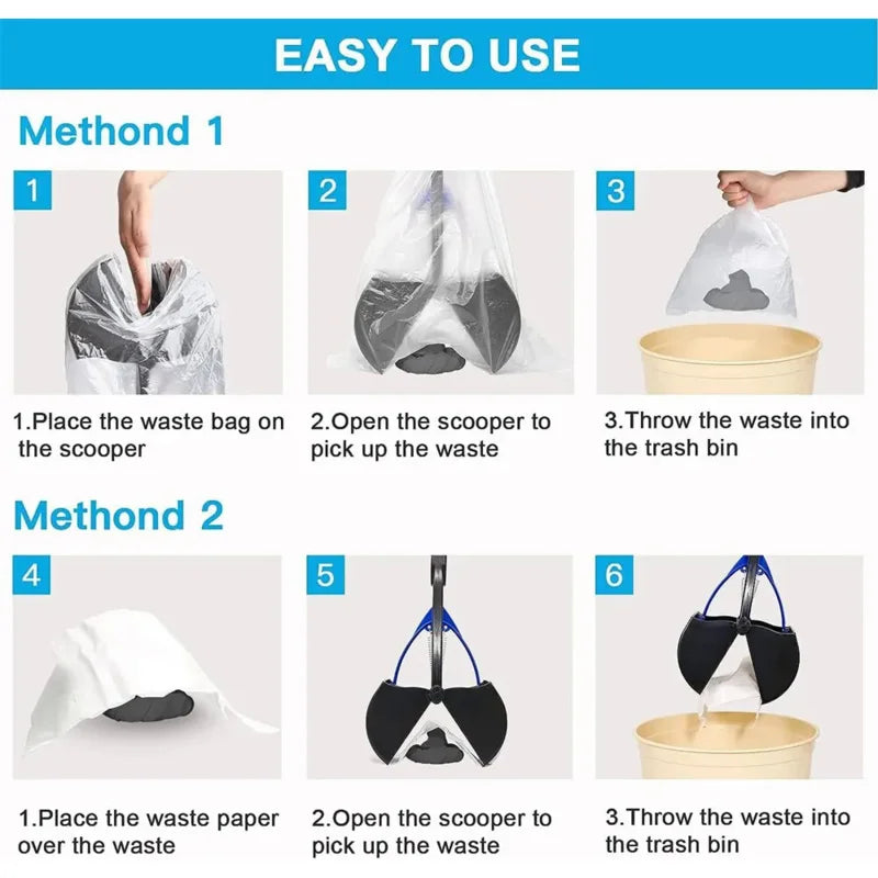Dog Pooper Scooper | Long Handle Foldable Outdoor Poop Cleaner