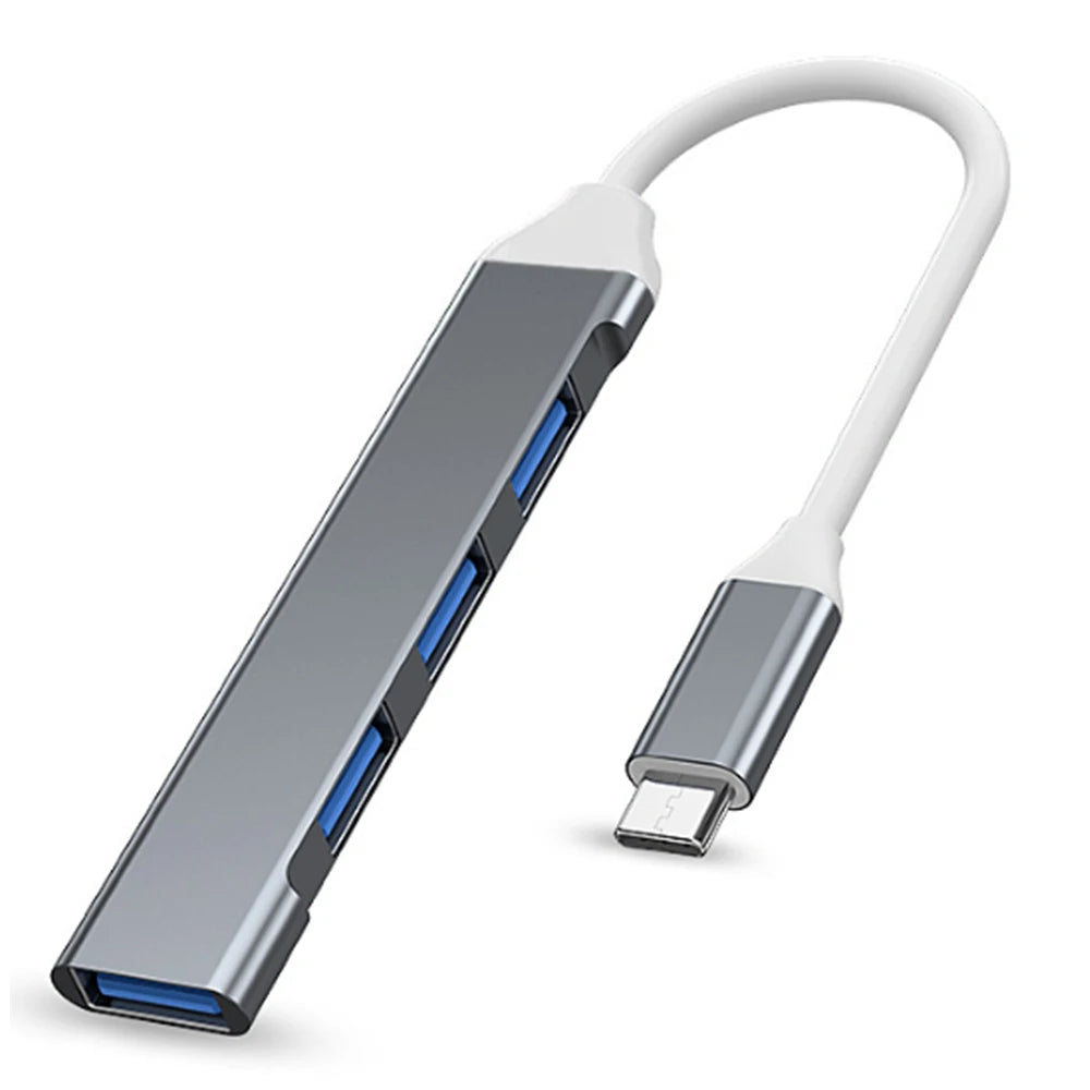 4-Port USB Hub – Type-C 3.1 & USB 3.0 Multi-Splitter Adapter for Laptop & PC