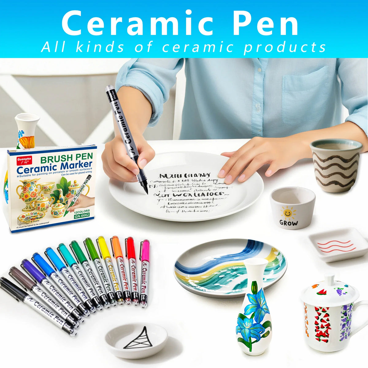 Ceramic Paint Pens 12 Colors – Porcelain & Glass Markers