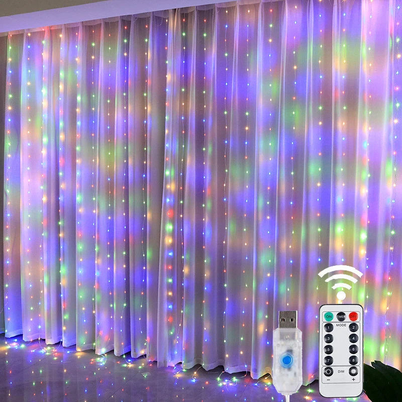 LED Fairy Curtain Lights – 8 Modes USB Remote