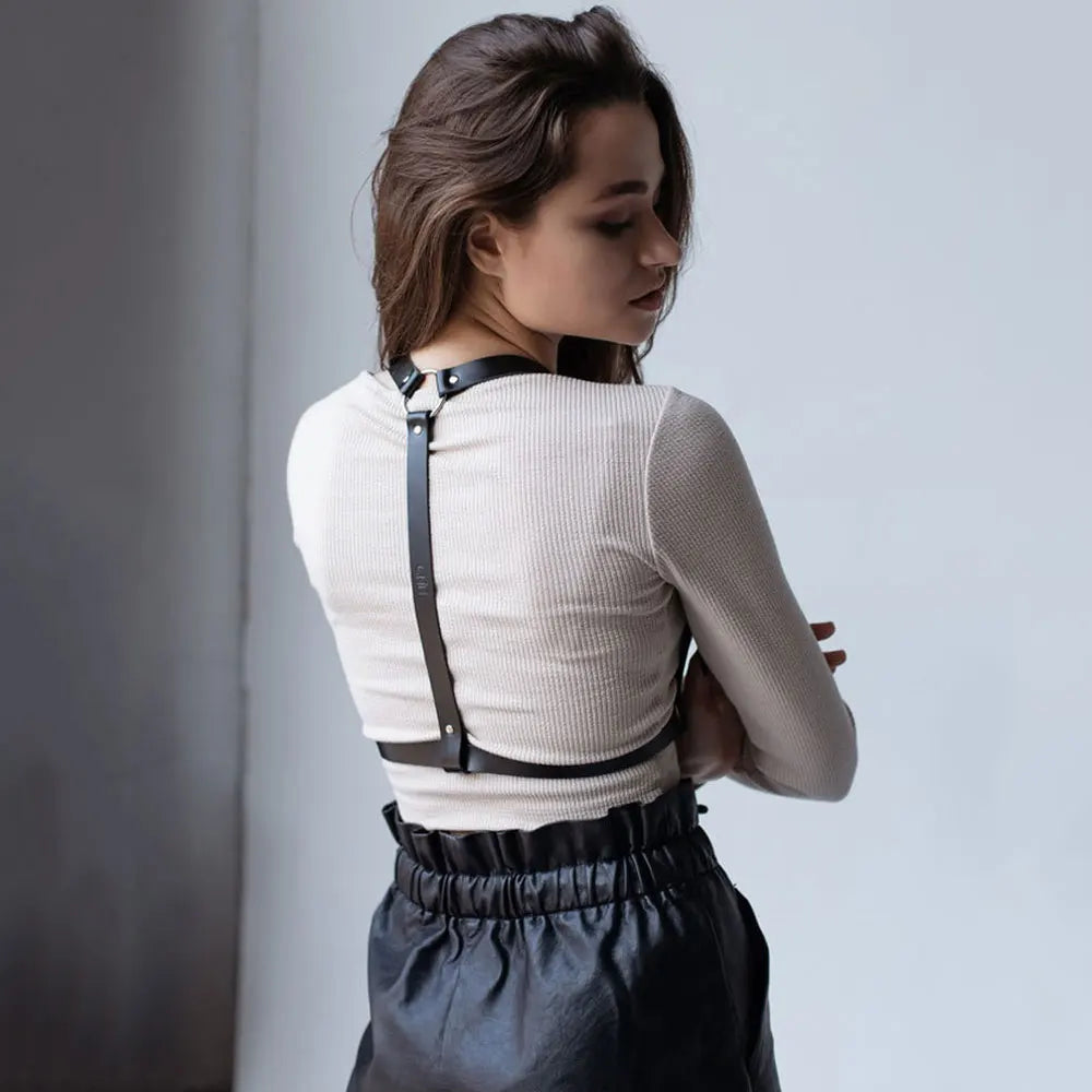 Women Leather Harness Waist Belt – Goth Corset Suspender