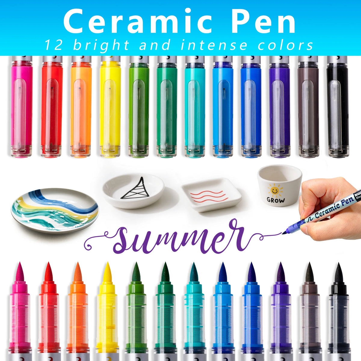 Ceramic Paint Pens 12 Colors – Porcelain & Glass Markers