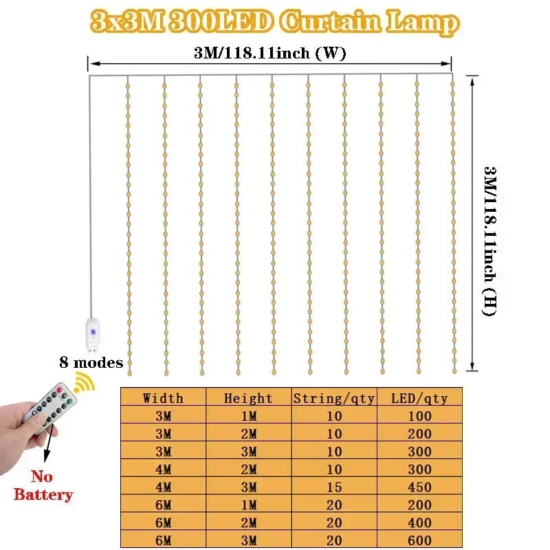 USB LED Curtain Fairy Lights – Multicolor, Warm & Whit